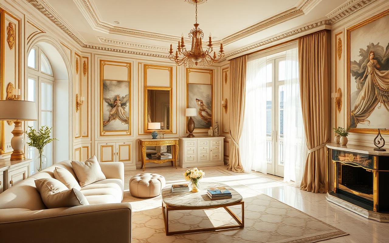 Intérieur signature FingerClic — salon parisien raffiné